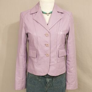 Lavender Real Leather Jacket Vakko Sm 4/6 Light Purple Short Vintage Y2K SeeMesm